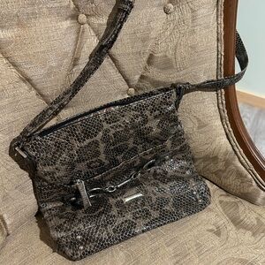 Elegant Brown Snake Print Women's Bag